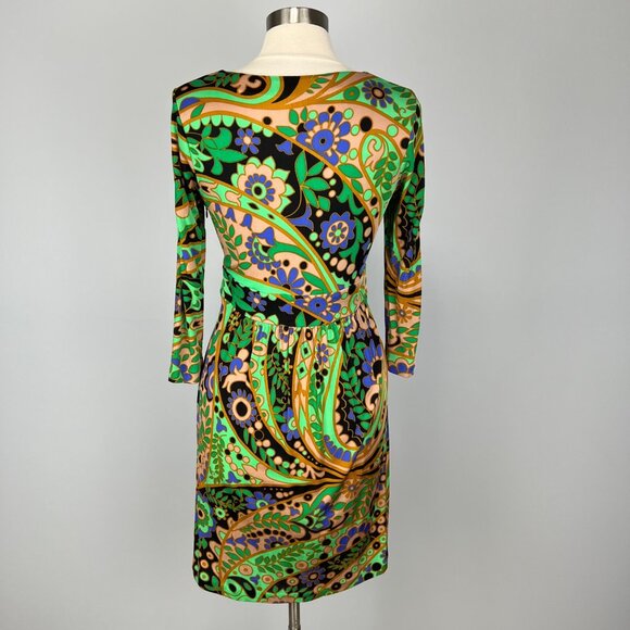 Tibi Womens Green Paisley Long Sleeve Dress Silk Blend Psychedelic Print size M - Picture 6 of 12